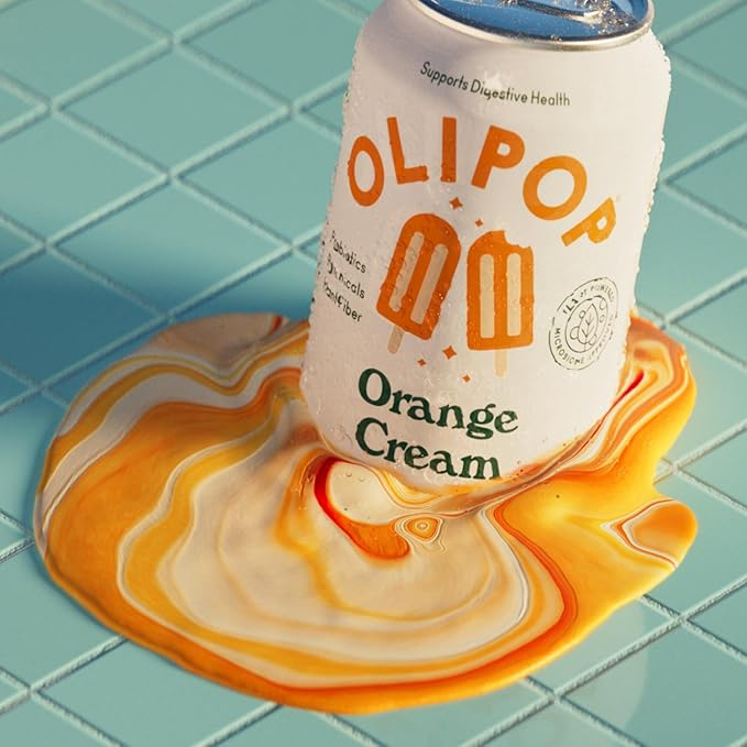 OLIPOP Prebiotic Soda Pop, Orange Cream, A New Kind of Soda Packed with Prebiotics, Fiber, and Botanicals, Gluten Free, Vegan, GMO Free, 12oz (12-Cans)