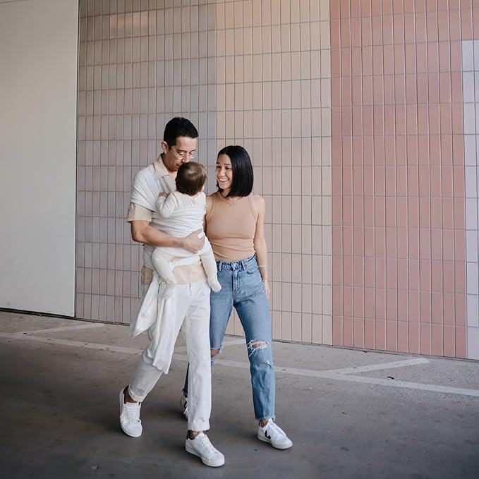 mushie Baby Wrap Carrier | Organic Cotton and Elastane | Infant Sling for Newborn and Babies 8-35 lbs (Roman Green)