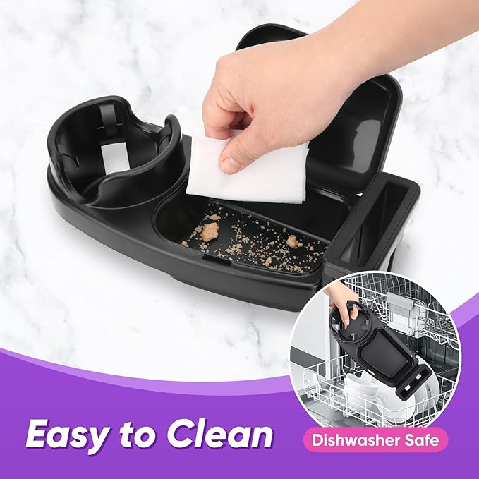 Universal Stroller Snack Tray, 3 in 1 Stroller Cup Holder with Phone Holder and Silicone Flexible Arms Grip, Stroller Tray Attachment Compatible with Uppababy, Baby Jogger, Britax (Snack Tray)