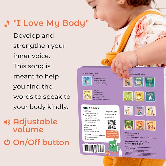 Cali's Books I Love My Body by Mother Moon | Feelings & Emotions Book for Toddlers 1-3 - Musical Books for Kids, Interactive Toddler Sound Book, Talking Learning Music Toys