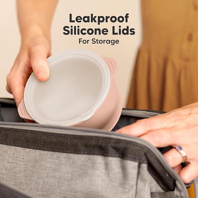 KeaBabies 2-Pack Baby Bowls with Suctions, Lids - Silicone Toddler Suction Bowls for Baby Boy, Girl, Kids, Food Grade Silicone, BPA-Free, Dishwasher Safe, Toddler Eating Essentials (Mellow)