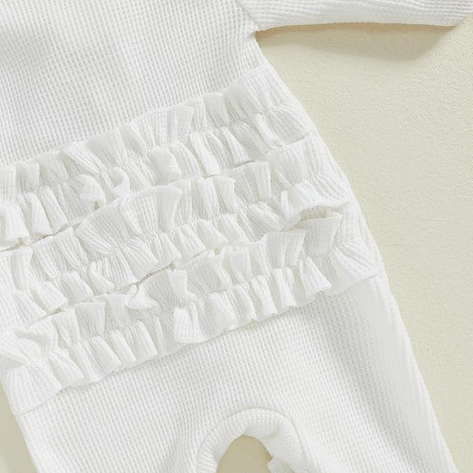 Newborn Girl Clothes Baby Girl Coming Home Outfit Zipper One-piece Outfits Ruffle Footie Bodysuit Jumpsuit Headband