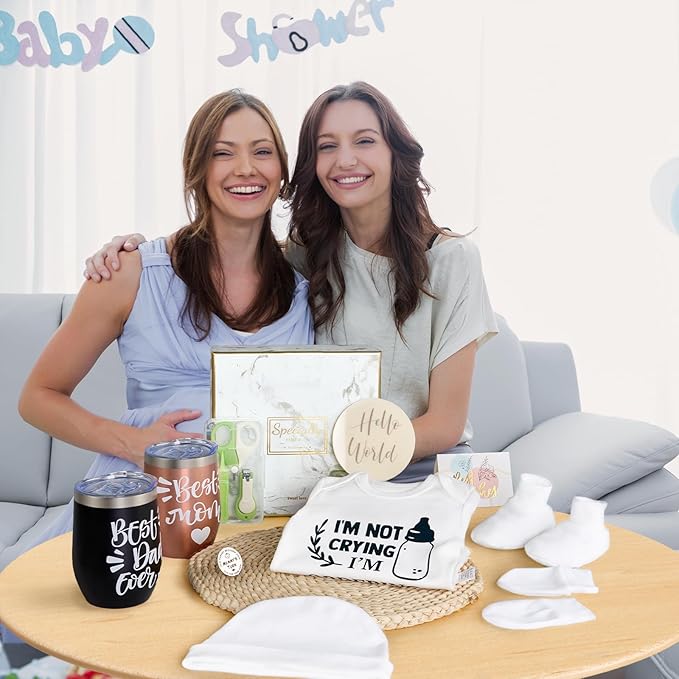 Gender Reveal Gift,10Pcs New Parents Dad Mom to Be Tumbler Gifts,Neutral Boy Girl Baby Gift, Baby Shower Basket,First Time Expecting Parent, Newborn Essentials Box, Pregnancy Announcement Babe Arrival