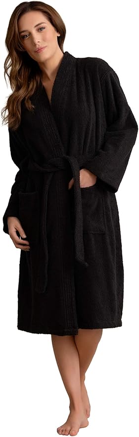 Soft Touch Linen Women's Robe Terry Cloth Kimono Bathrobe Thick 100% Cotton