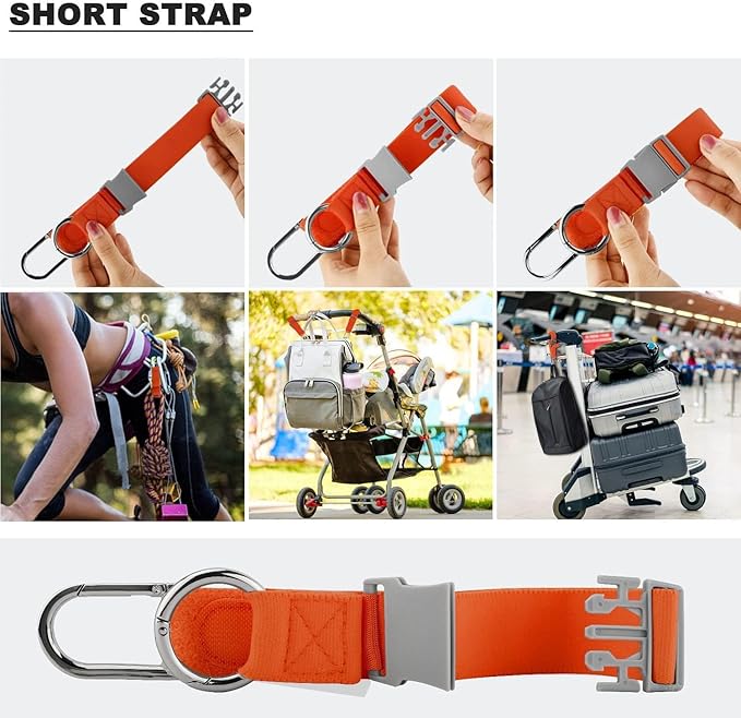 Elastic Jacket Gripper with D-Ring Hook and Buckle, ZINZ D-Ring Hook Baggage Suitcase Straps Belts Travel Accessories, Makes Your Hands Free