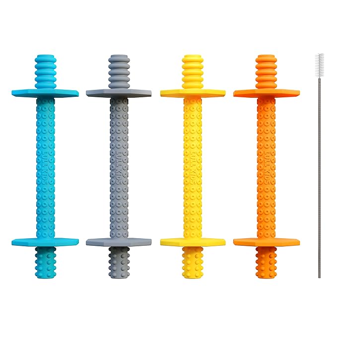 Hollow Teething Tubes - Baby Teething Toys for Babies 0-6 Months, Teething Toys for Babies 6-12 Months - Baby Teether, Teething Straws, Teething Sticks (4 Pack)