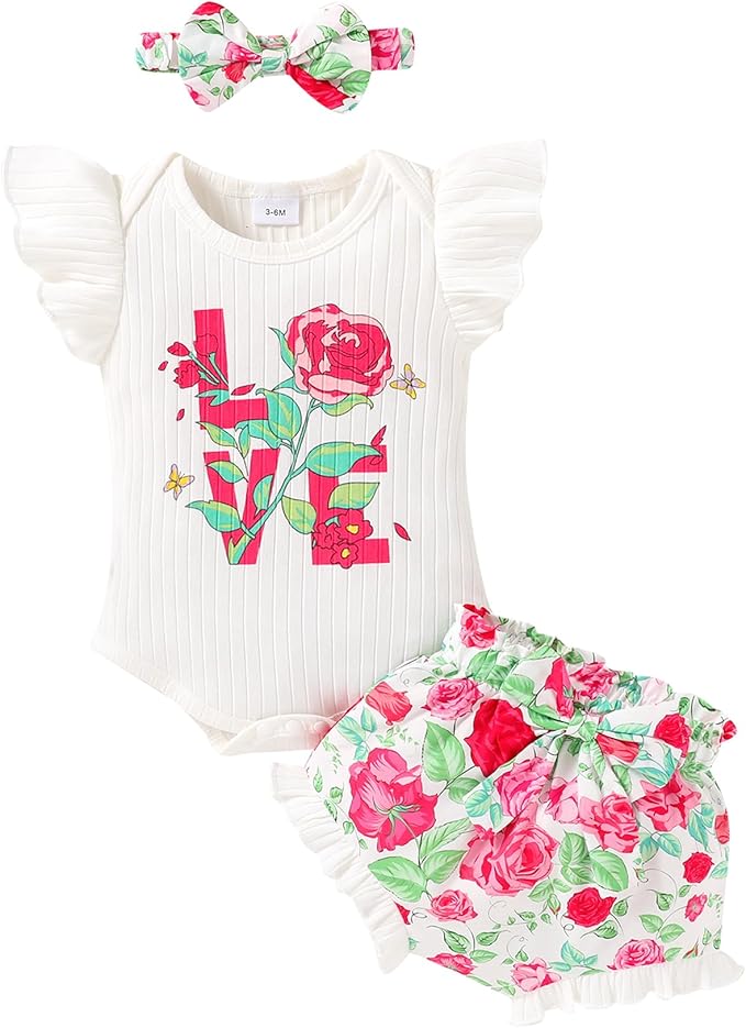 Tiny Cutey Newborn Infant Baby Girl Clothes Romper Floral Shorts Set Summer Outfits Baby Girls' Clothing
