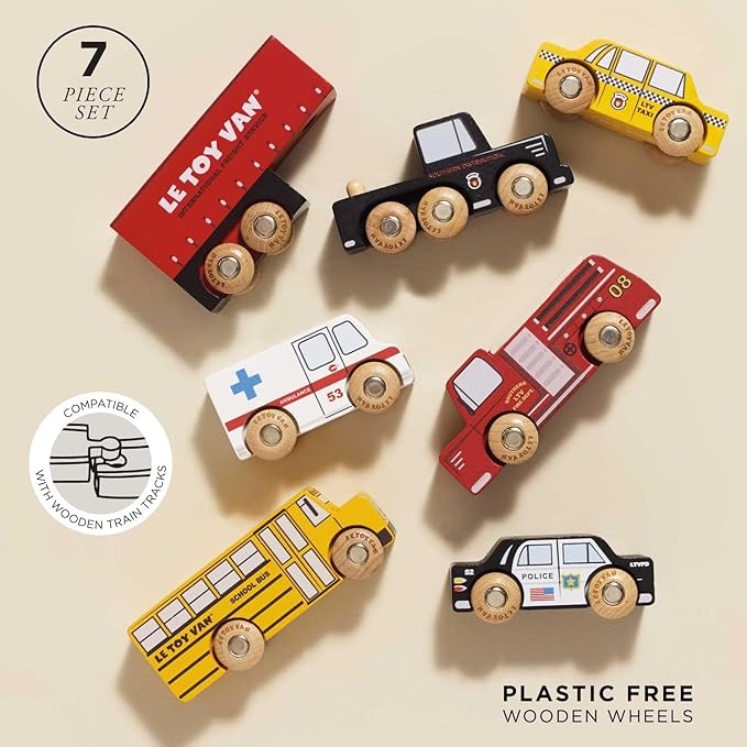 Le Toy Van New York Car Set Premium Wooden Toys for Kids Ages 3 Years & Up