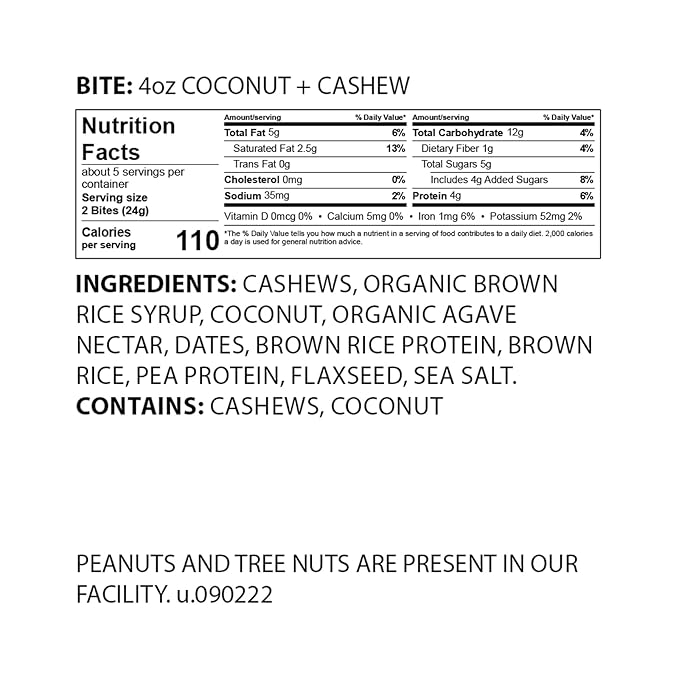 The GFB Coconut Cashew Protein Bites - Gluten Free Protein Balls - Non GMO, Soy Free, Vegan - Snack Size Plant Based Energy Balls, 4 oz (1 Count) (Pack of 2)