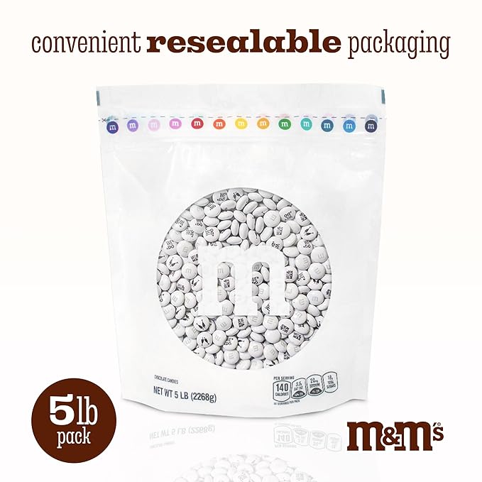 M&M’S WORLD “Mrs. and Mrs.” Milk Chocolate Candy, 5 lbs Bulk Candy for Wedding Decorations, Unique Favors, or Cake Topper