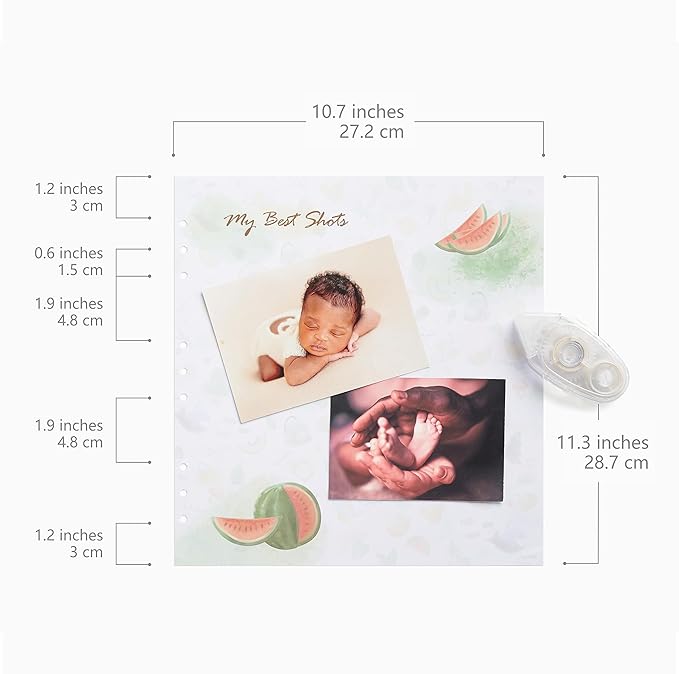 Baby Memory Book Extra Pages for Photos and Notes – Baby Book “Choose Joy” | 10 Additional Paper Sheets for Loose-Leaf Baby Keepsake Photo Album for Newborn Girls Boys | Refill Paper Set