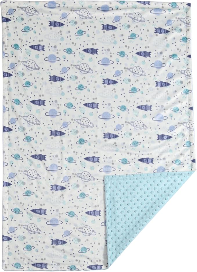 CREVENT Minky Baby Blanket for Girls Boys, Soft Plush Receiving Blanket for Newborns - 30x40 Inches (Space)