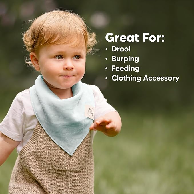 8-Pack Muslin Baby Bibs for Boys, Girls - Muslin Bandana Drool Bibs for Baby Girl & Boy, Drooling Newborn, Teething Toddler, Infant 0-36 Months, 100% Cotton Extra Absorbent & Soft (Lavender)