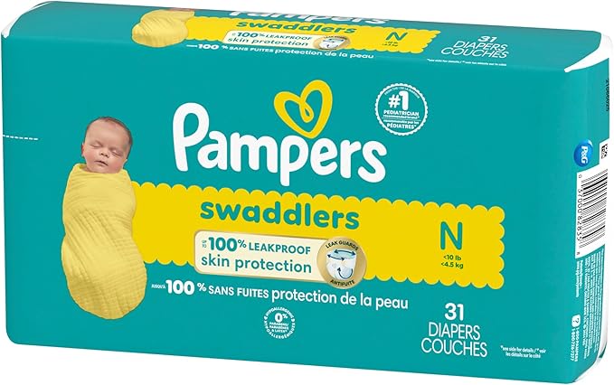 Pampers Baby Diapers - Swaddlers - Size 0, 31 Count, Ultra Absorbent Disposable Newborn Diaper