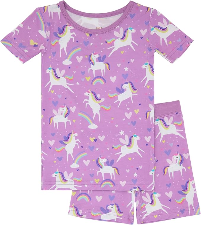 Little Sleepies Pajama Set w/Short Sleeve Shirt & Shorts, Viscose from Bamboo Toddler Pajamas, Girl & Boys Pajamas for Kids