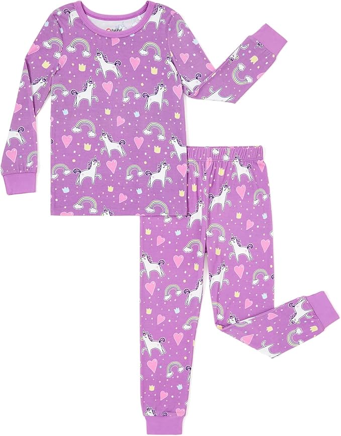 PATPAT Bamboo Viscose Pajama Sets for Toddler Boys & Girls Baby Kids, Ultra-soft Snug fit Pjs Sleepers for Birthday Holiday