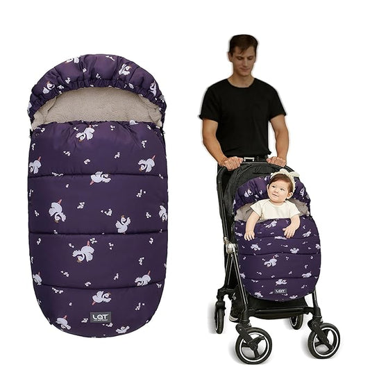 LAT Baby Warm Bunting Bag Universal,Stroller Sleeping Bag Cold Weather,Waterproof Toddler Footmuff(Detachable,Purple Swan)
