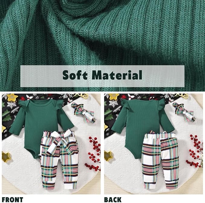 Aalizzwell Preemie Newborn Infant Baby Girls Clothes Ribbed Romper Bodysuit Pants Set Fall Winter Outfits