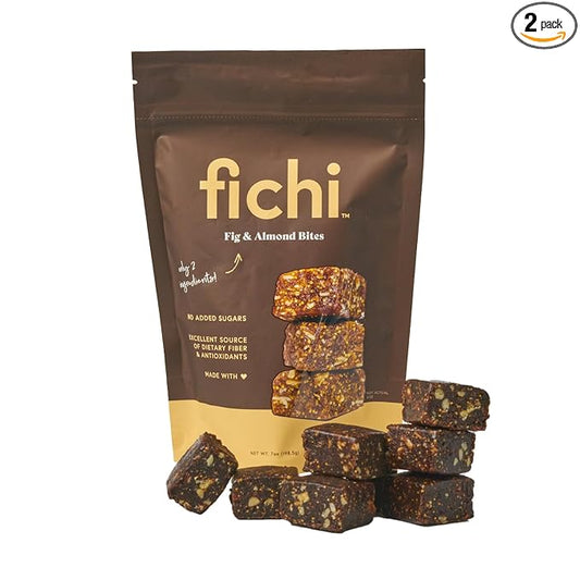 Fichi Fig and Nut Bites, a Wholesome and Delicious Gluten-Free Italian Fruit and Nut Snack (Two Pack, Fig and Almond)