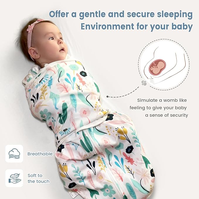 ZIGJOY Sleep Sack Swaddle 1.0 Tog Baby Wearable Blanket 100% Cotton Baby Swaddle Blanket for Newborns 0-6 Months Green&Tropical Rainforest
