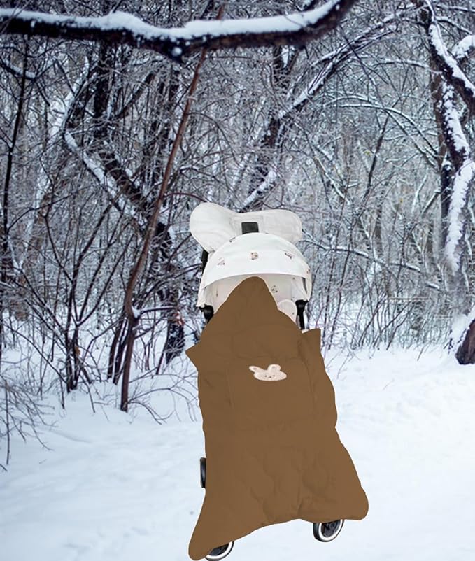 Winter Baby Carrier Cover Stroller Cover,Warm Thicker Hooded Stretchy Cloak Hooded Reversible, Cloak Kangaroo Hoodie for Babies-Coffee