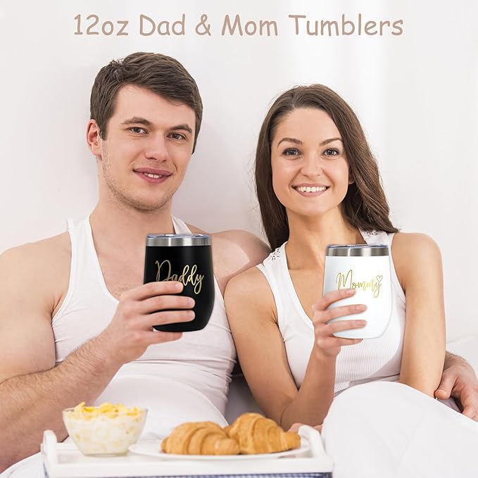 New Mom Gifts for Women, Luxury Pregnancy Gift for New Parents Gender Reveal Gifts Elephant Baby Sets w/Mom Dad Tumbler Baby Essentials for First Time Moms, Expecting Parents to Be, Baby Shower…