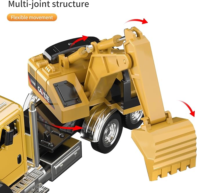 TEMI 3 Pack of Diecast Engineering Construction Vehicles, Dump Truck, Digger, Mixer Truck, 1/50 Scale Metal Collectible Model Cars, Pull Back Car Toys with Opening Doors for Boys and Girls