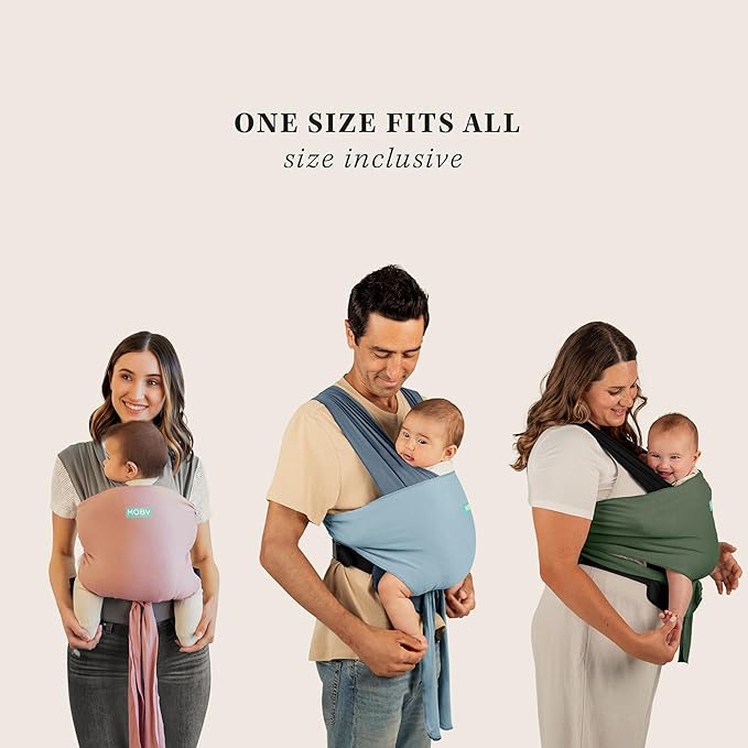 Moby Baby Wrap Carrier Easy-Wrap for Newborns to Toddlers (8-33lbs), Infant Sling Carrier, Lightweight & Hands Free Design for Mom and Dad, Adjustable for All Body Types (Charcoal/Dusty Rose)
