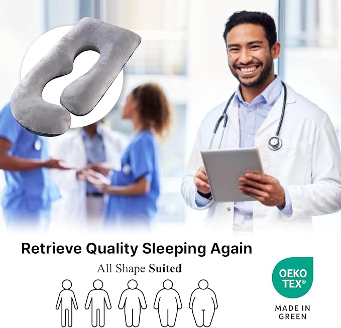 Pregnancy Pillow, Full Body Maternity Pillow 57 inch, with Removable Washable Cover - Sleep Support for Legs, Back, Neck, Shoulder, HIPS, Belly, Velvet Cover-Grey-Dark Blue