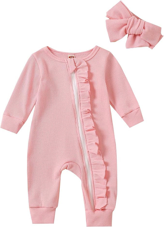 Cute Floral Floral Print Long Sleeve Infant Newborn Baby Girl Clothes Baby Girl Jumpsuit