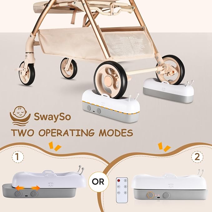 Intelligent Rocker Accessory for Baby Stroller - Automatic Soother for Peaceful Sleep - Type-C Rechargeable Cradle Roller with Adjustable Speed, Remote and Timer- Smart Rocker & Bouncer-SwaySo