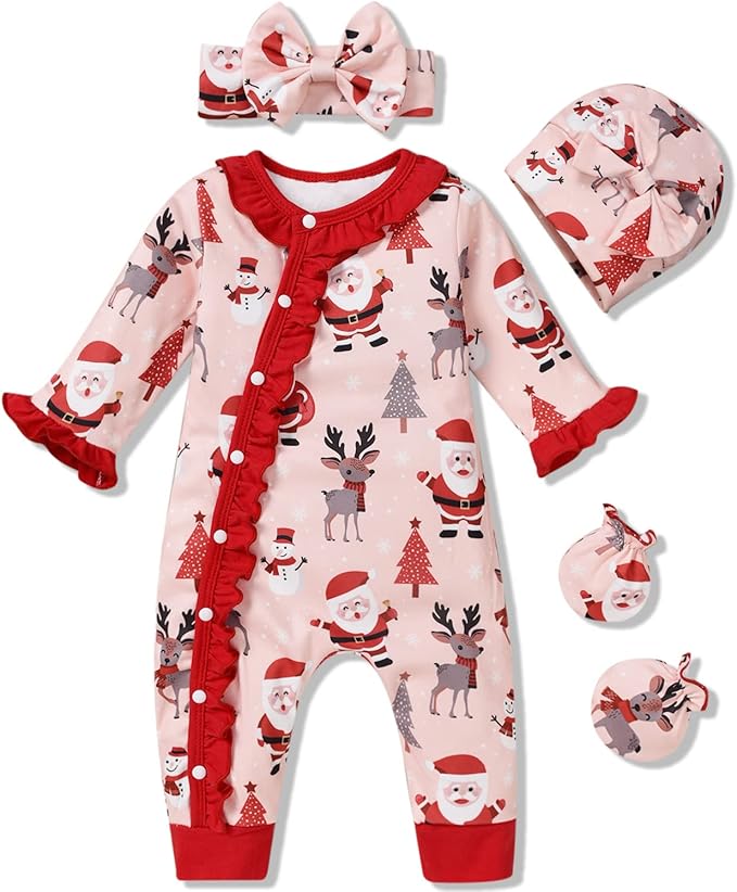 Aalizzwell Baby Girls Romper Outfit Fall Winter Clothes with Accessories