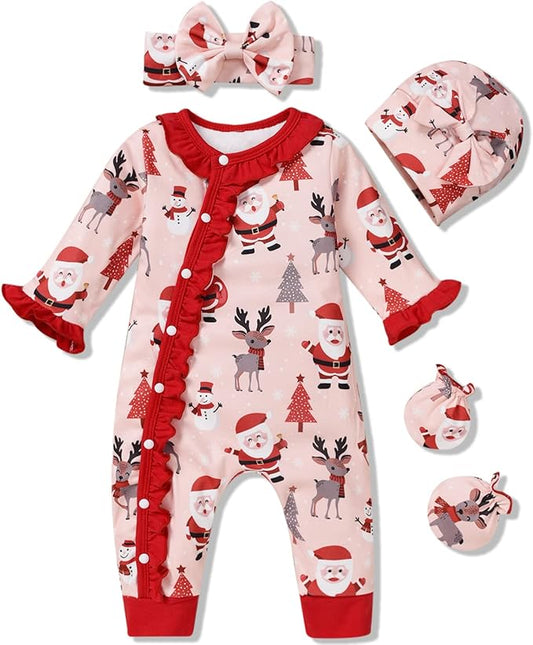 Aalizzwell Baby Girls Romper Outfit Fall Winter Clothes with Accessories