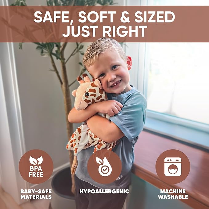 Love By Emi Baby Music Lovey Brown Giraffe, Baby Sleep Soother for Crib & Cuddle Bedtime, White Noise with Heartbeat & Lullaby, Plush Sound Machine Toy, Stuffed Animal for Newborns, Infants & Toddlers