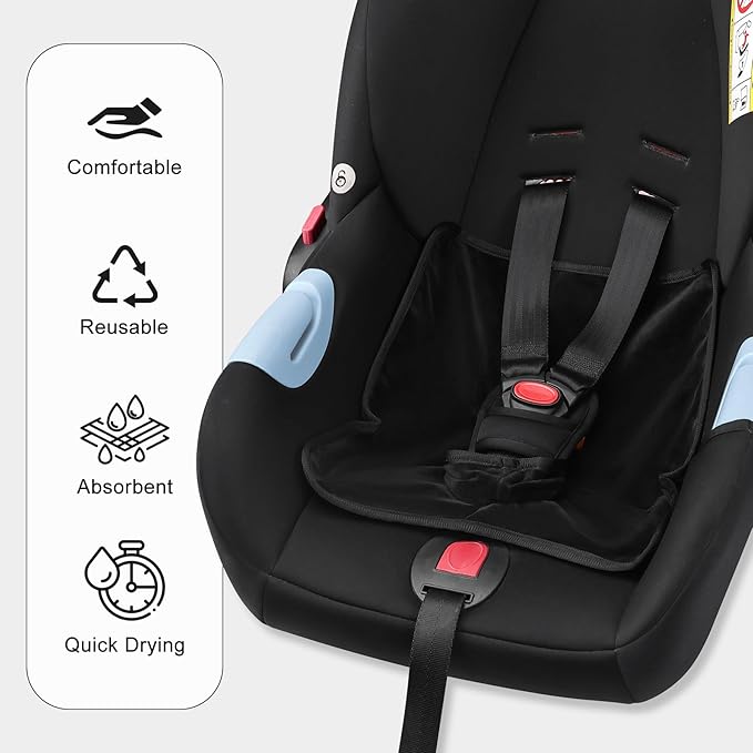 Car Seat Protector for Potty Training, 2 Pack Waterproof CarSeat Liner Toilet Training for Baby Infant Toddler, Dry Seat Piddle Pads Cover for Strollers (Black)