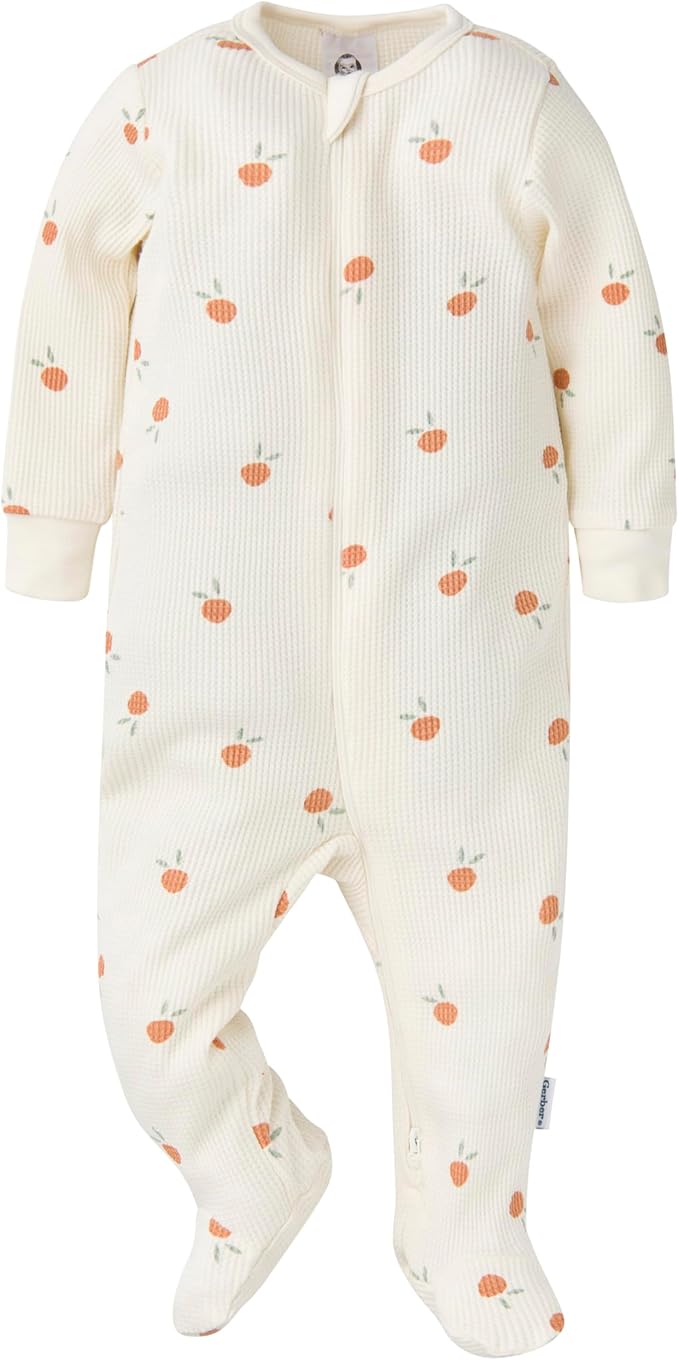 Gerber baby-girls 2-pack 2-way Zip Thermal Footed Sleep 'N Play