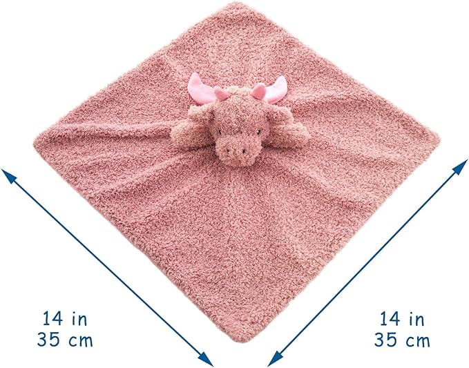 Baby Pale Red Dragon Stuffed Animal Security Blanket, Plush Dinosaur Character Lovey Blanket, Baby Shower/Nursery Gift, Newborn Infant Toddler Snuggle Blankie for Boys Girls, 14 Inches