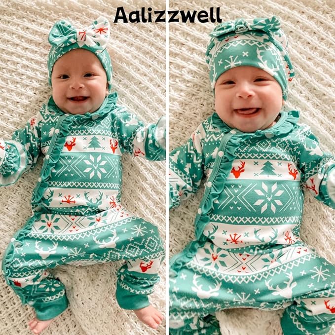 Aalizzwell Baby Girls Romper Outfit Fall Winter Clothes with Accessories