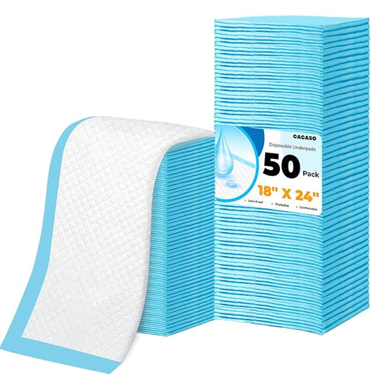50 Pack Disposable Changing Pads,18 in x24 in Baby Disposable Underpads,Absorbent Incontinence Pee Pad,Waterproof,Leak Proof Underpad Mat for Elderly,Adults,Kids,Baby Protection