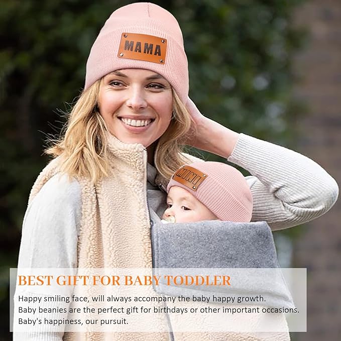 Parent-Child Beanie Hat,Mother & Baby Daughter/Son Winter Warm Knit Hat,Kids Soft Beanie Cap