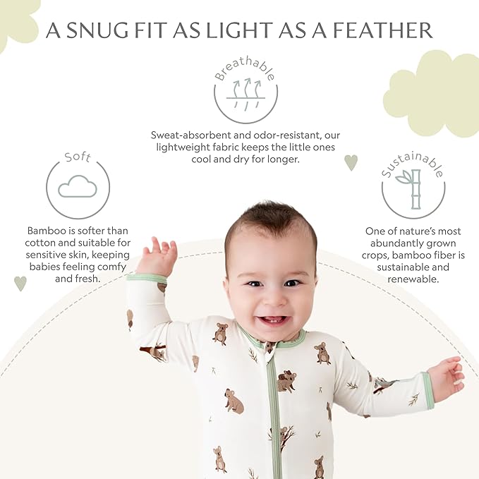 Bamboo Little Soft Baby Footie Pajamas, Baby Clothes, Newborn Sleepers, 95% Viscose and 5% Spandex, 0-24 Months