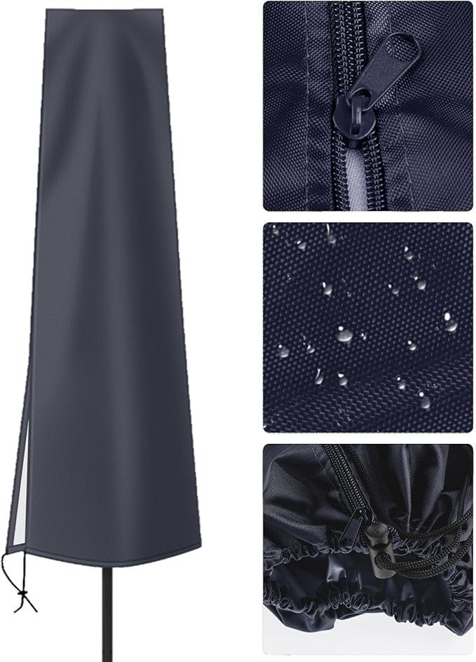 OKPOW Outdoor Umbrella Cover - Small Patio Cover for 6 ft to 9 ft Table Umbrellas - Waterproof Windproof Anti-UV Garden Parasol Covers, Dark Grey