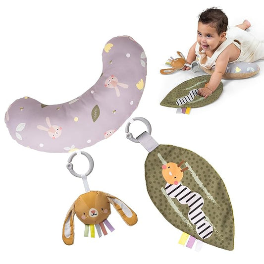 Taf Toys Tummy Time Training Set, Tummy Time Development cushion 0-3 months,Rattle Bunny, Crinckle Leaf Toys Development, Newborn Development ergonomic tummy time toy Baby Toys 0-6 Months Sensory Toys