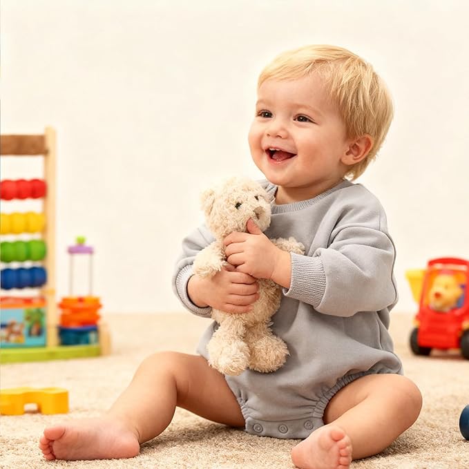 Bafeicao Baby Boy Girl Sweatshirt Romper Organic Cotton Solid Color Long Sleeve Bubble Romper Oversized Warm Fall Winter