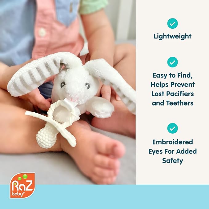 RaZbaby Unicorn RaZbuddy w/RaZberry Teething Relief Pacifier – Soothes Sore Gums w/Nature-Inspired Texture, 100% BPA-Free Silicone Teether, Detachable Stuffed Animal – 3 Months+ Teether, Pink