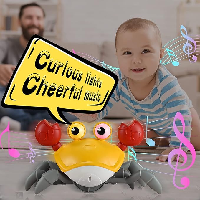 Yeaye Crawling Crab Baby Toys Infant - Tummy Time Toy Gifts for 3 4 5 6 7 8 9 10 11 12 Boy Girl with Learning Crawl System Music for 0-6 6-12 12-18 36 Months Walking Toddler Birthday Gift(Orange)
