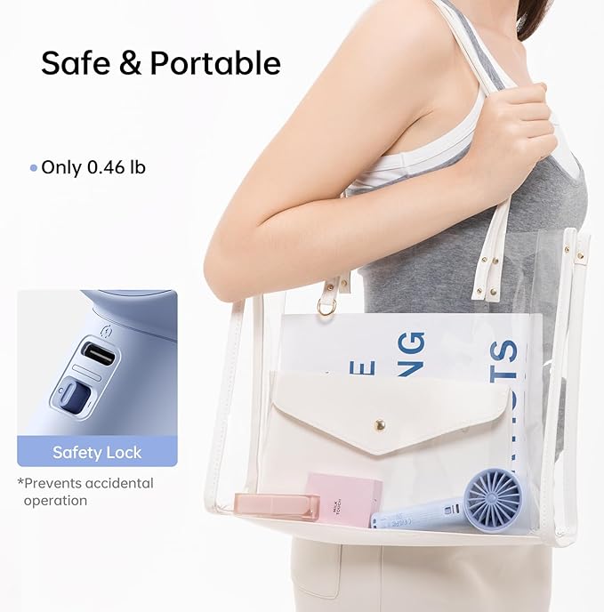 JISULIFE Handheld Turbo Fan, 5000mAh Rechargeable Portable Fans,Up to 28 Hours Cooling,5 Speed Strong Wind,Personal Mini Fan for Travel Outdoor Camping Beach Makeup（Blue）