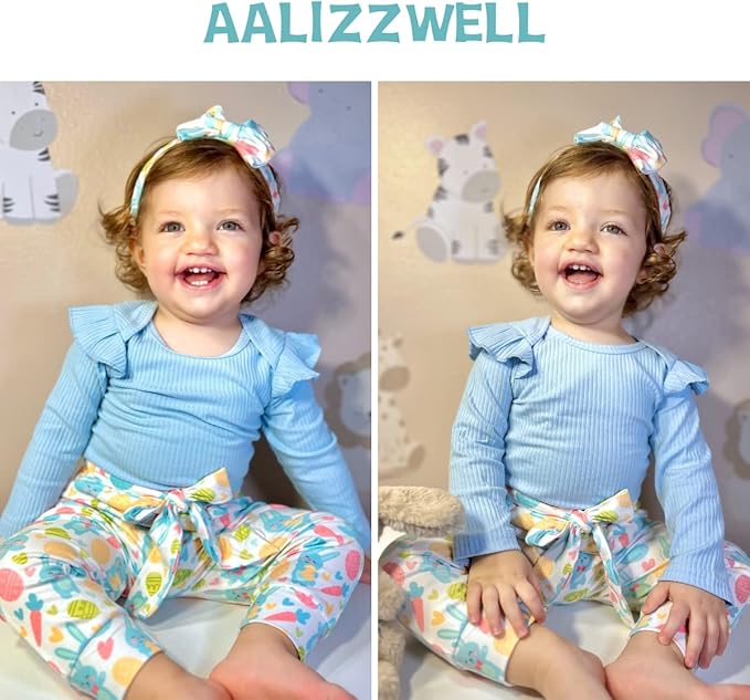 Aalizzwell Preemie Newborn Infant Baby Girls Clothes Ribbed Romper Bodysuit Pants Set Fall Winter Outfits