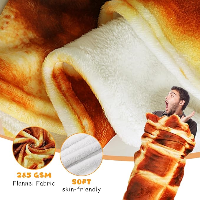 Waffle Blanket Adult/Kids/Baby,Tortilla Throw Blanket 80 Inch,Realistic Fleece Warm Soft Taco Blanket for Bed/Office/Travel/Gift