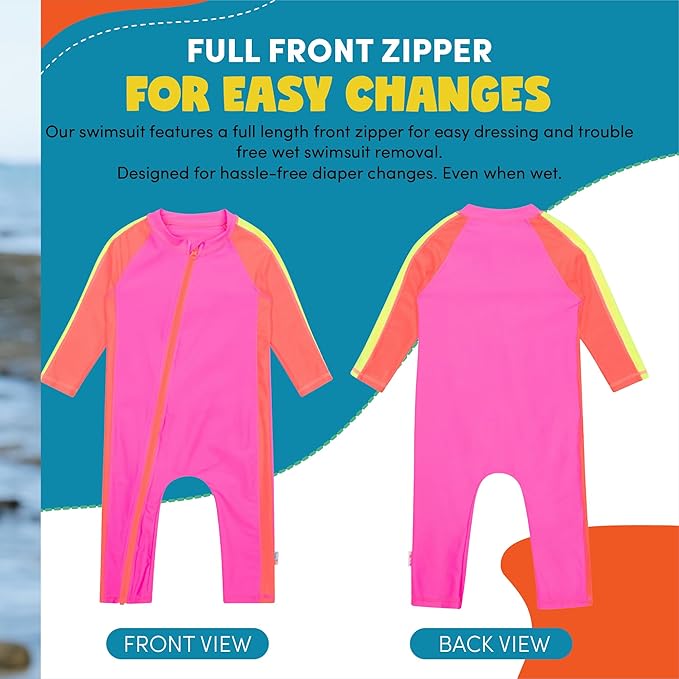 SwimZip Boys' Long-Sleeve UPF 50+ Swimsuit for Baby, Toddler, & Little Boys